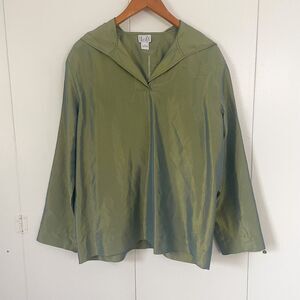 LOFT Shimmer Hooded Blouse Forest Fairycore Y2K Grunge, sz 12